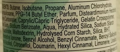 Photo de la liste d’ingrédients imprimée : Shower Fresh