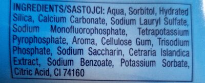 Photo de la liste d’ingrédients imprimée : Whitening